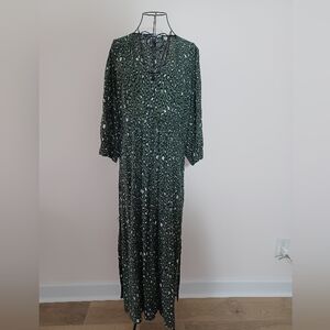 Seraphine Maternity Green Leopard Print Viscose Dress